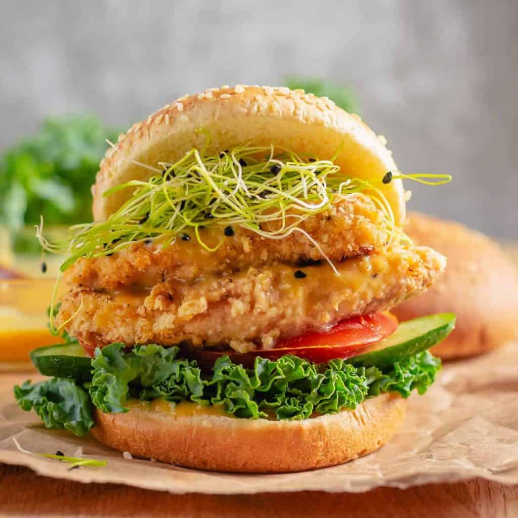 Crispy Panko Chicken Burger With Sauce (Without Deep-Frying!) - Cookrita