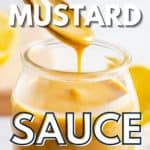 honey mustard sauce poured from the spoon