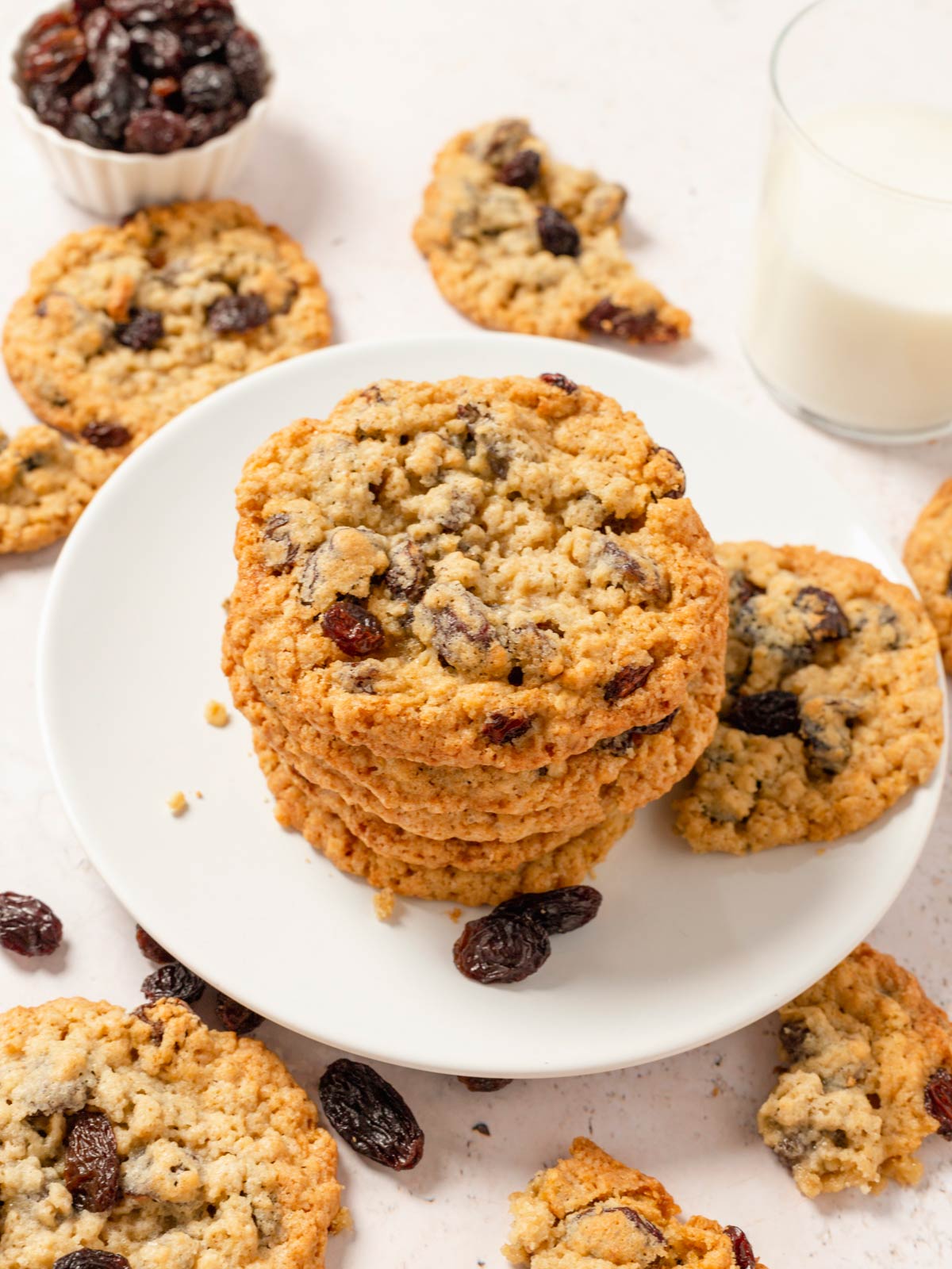 a stack of oatmeal raisin cookies