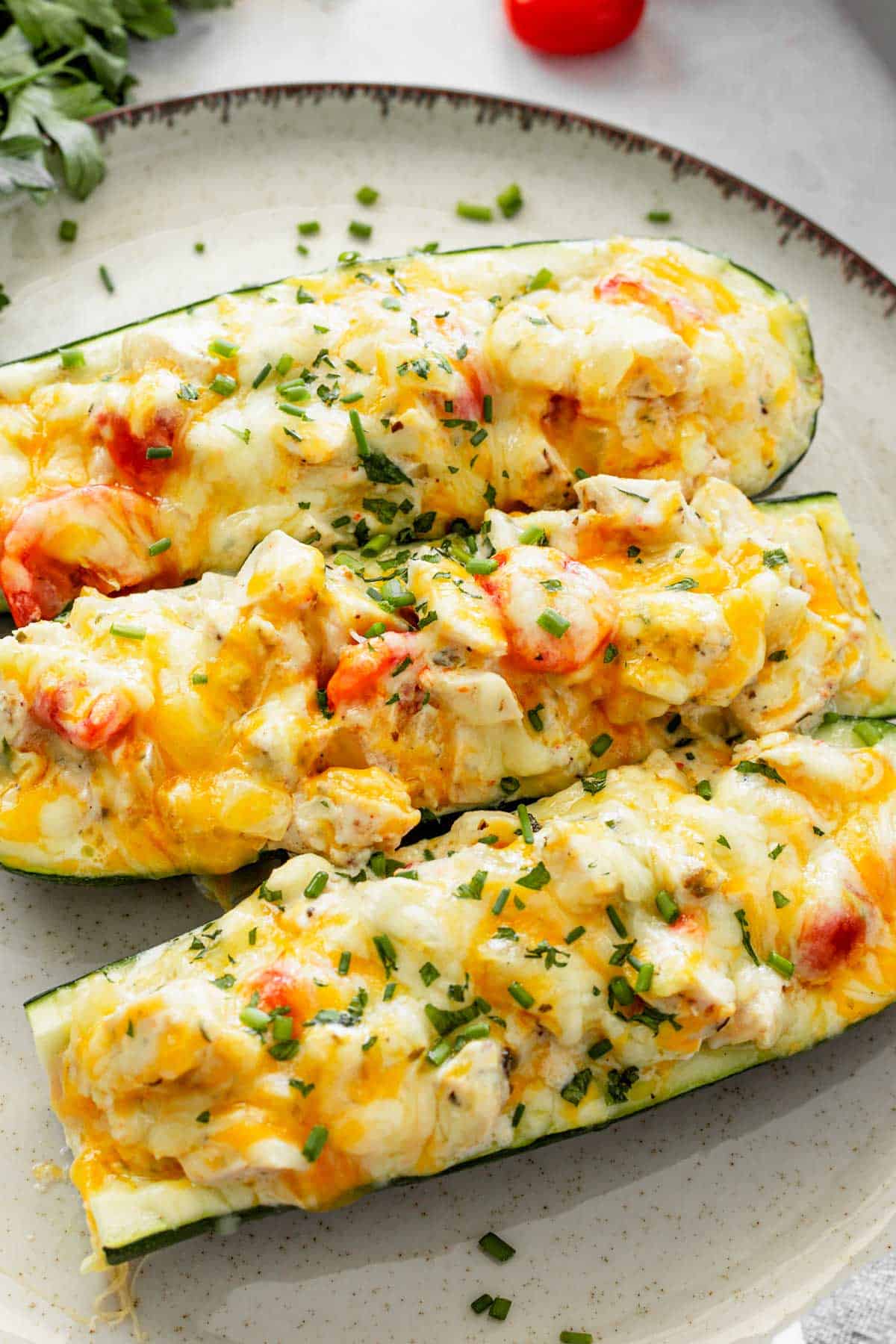 baked Zucchini Boats With Chicken