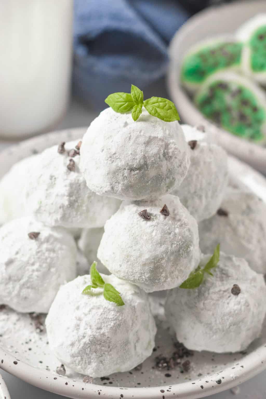 Peppermint Snowball Cookies With Chocolate Chips (No Nuts) Cookrita