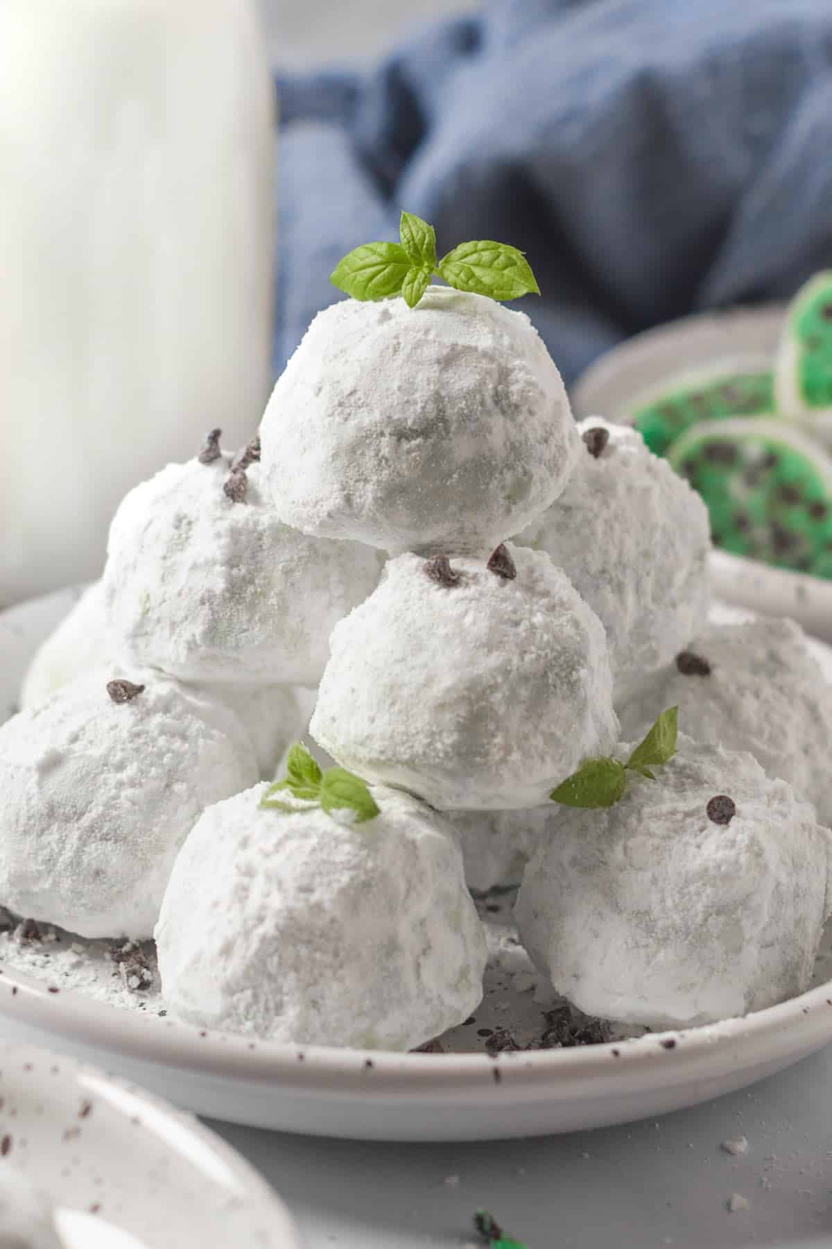 Mint Snowball Cookies