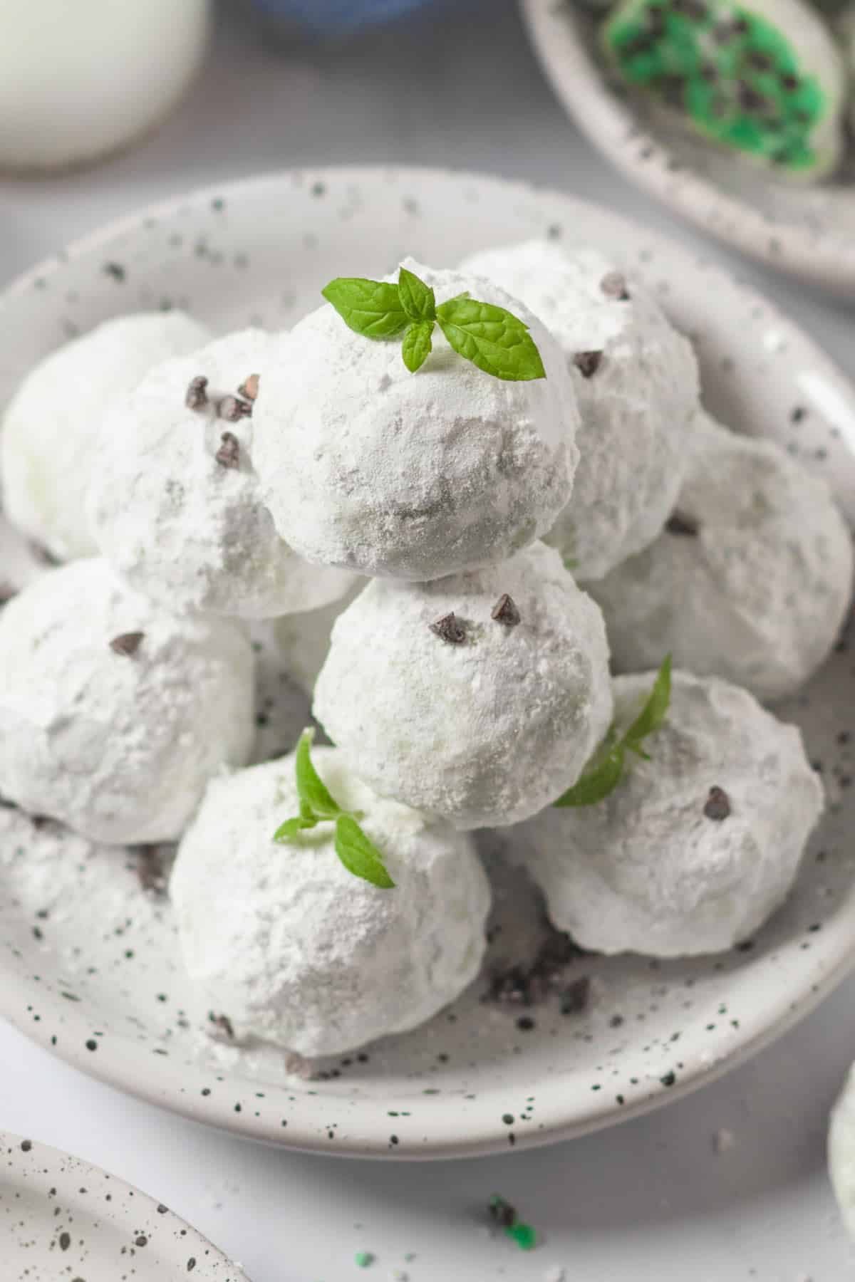 Mint Snowball Cookies