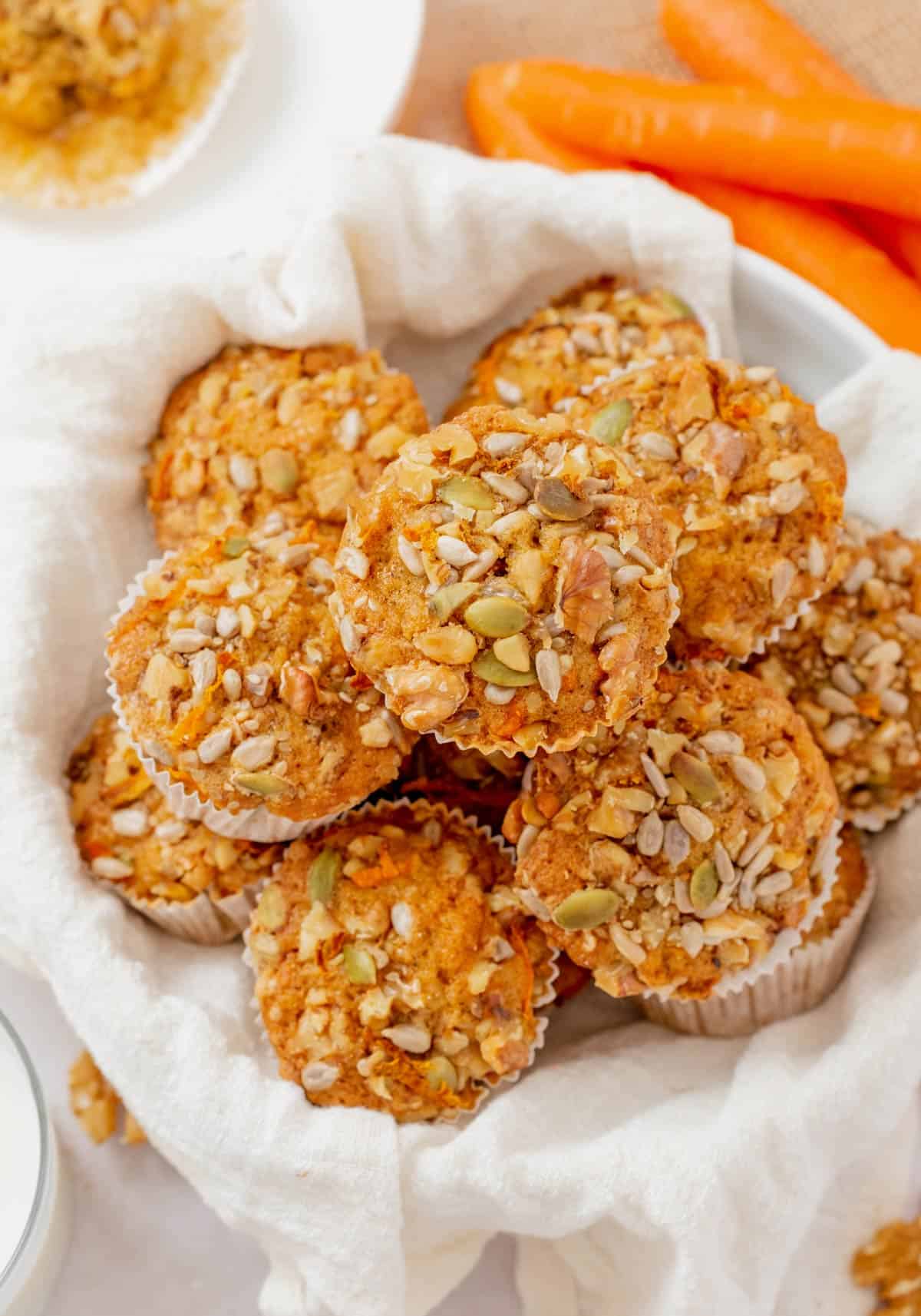 Carrot Cake Muffins in a basket