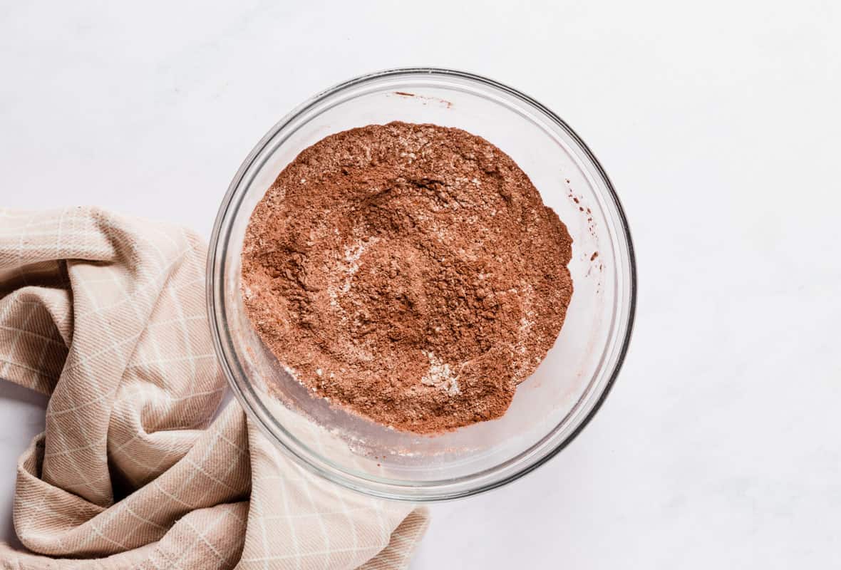cocoa powder and flour mixed in a bowl