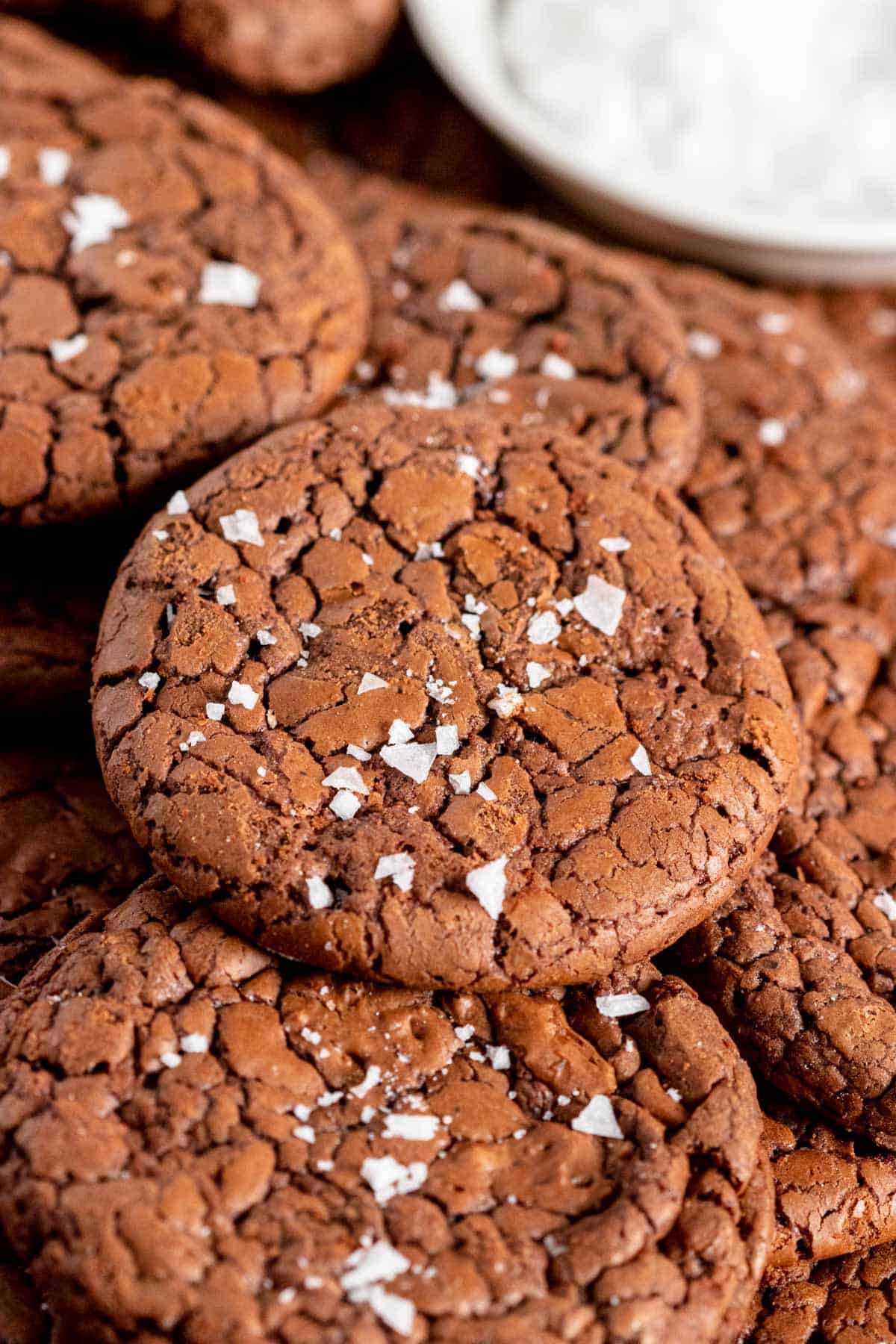a stack of Brownie Crinkle Cookies