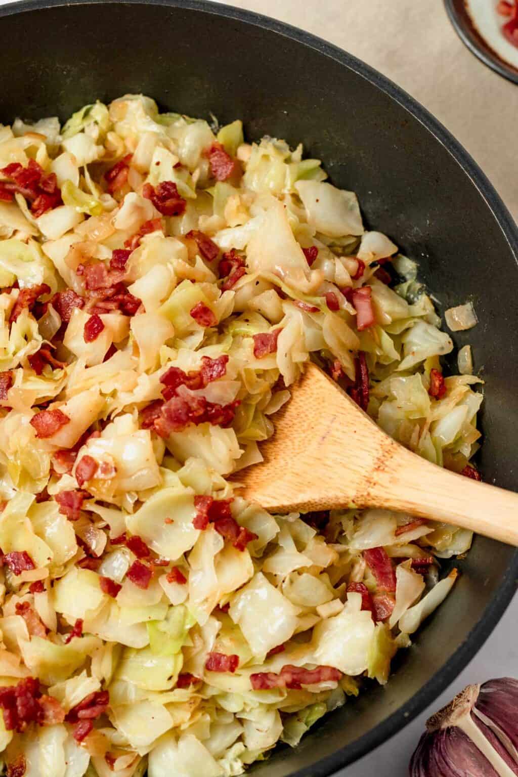 Bacon Cabbage Stir Fry Cookrita