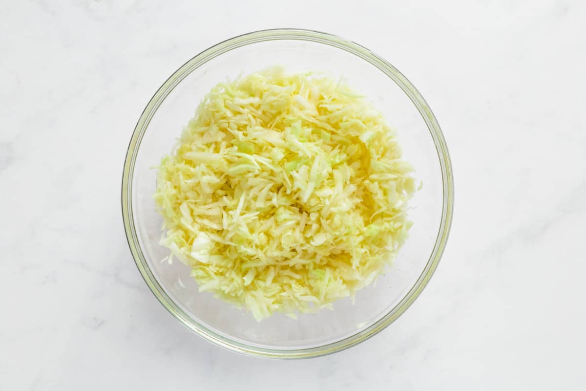 shredded cabbage in a bowl