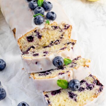 sliced blueberry bread