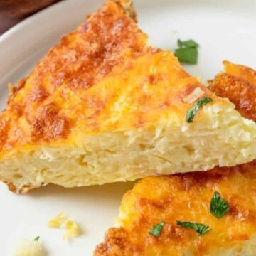 Cabbage Cheese Bake in round baking dish