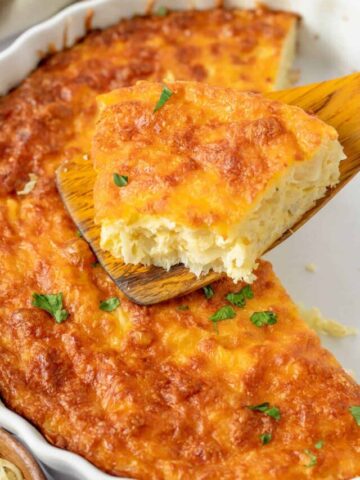 Cabbage Cheese Bake in round baking dish