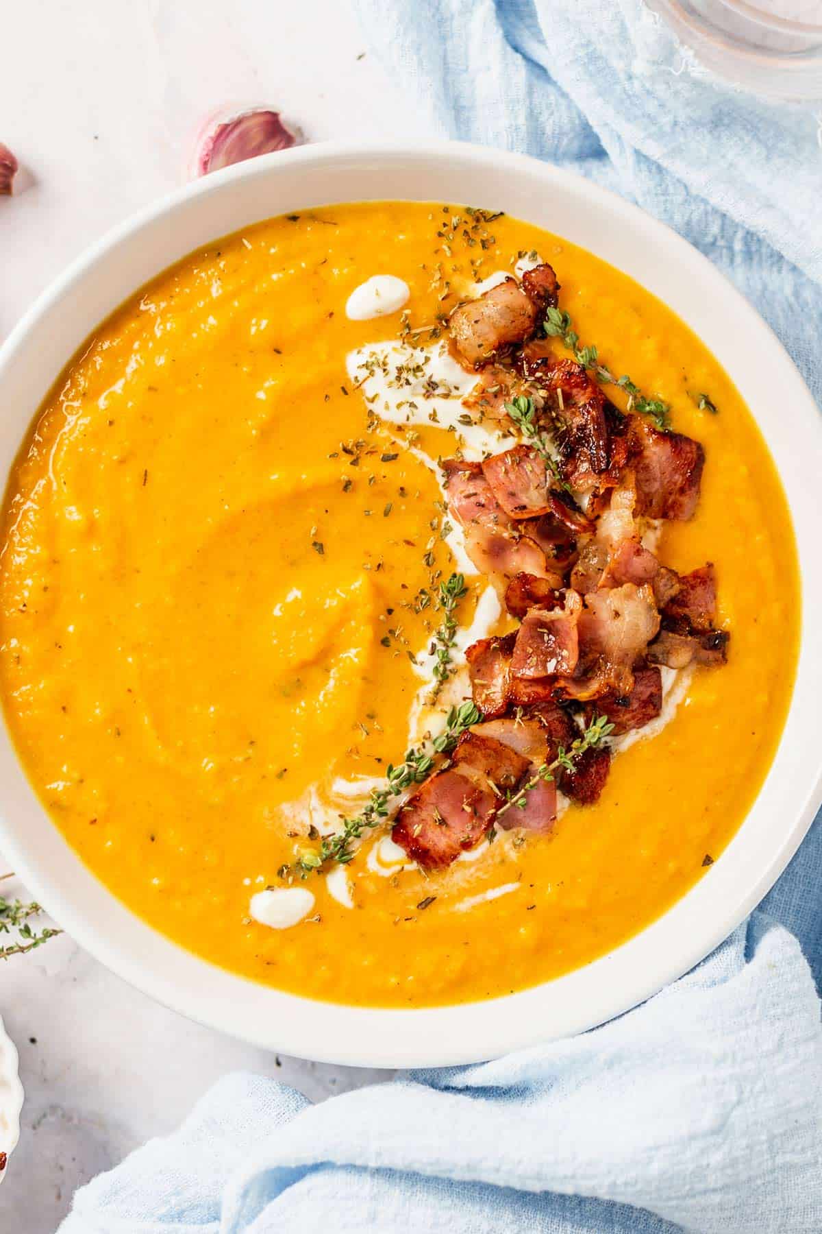 Butternut Squash Sweet Potato Soup With Coconut Milk And bacon