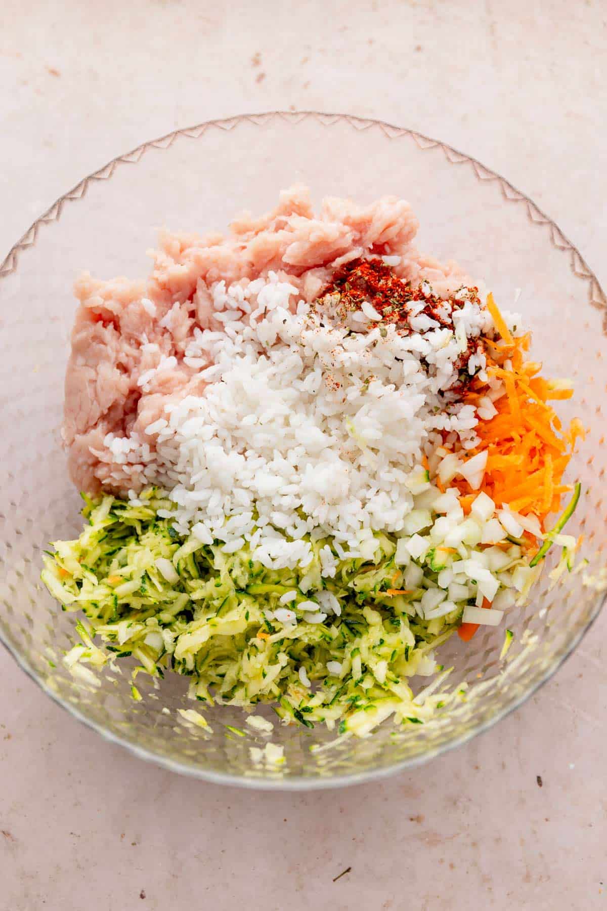 chicken rice zucchini  mixture for patties