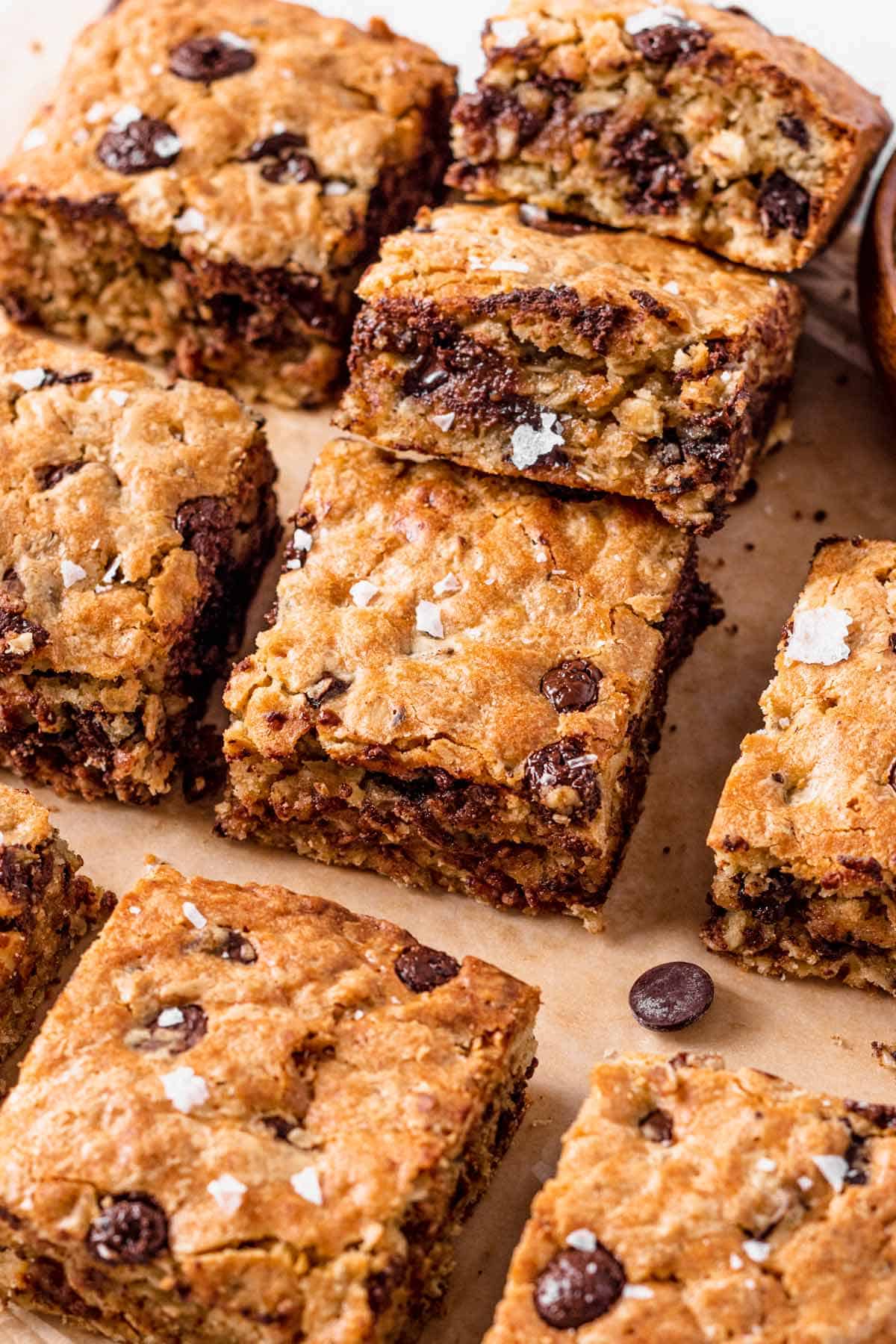 a stack of Oatmeal Chocolate Chip Bars