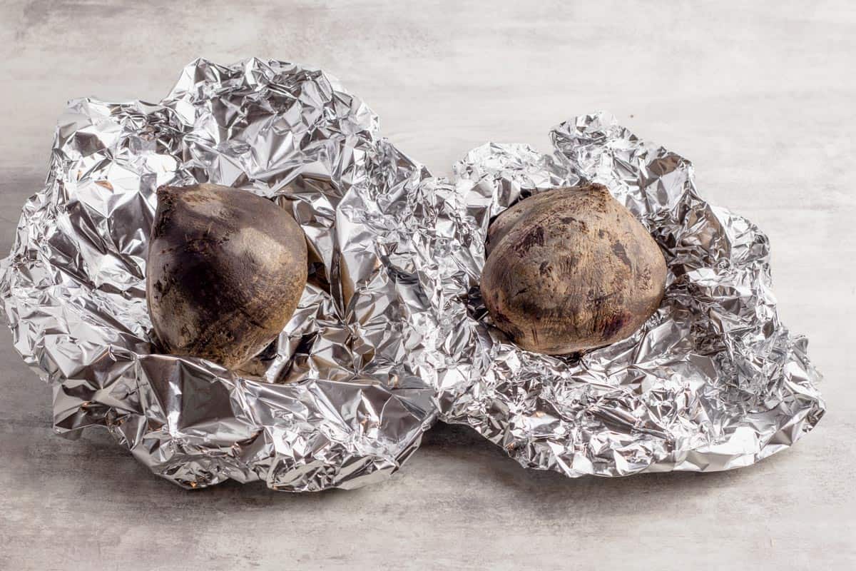 beets in aluminum foil