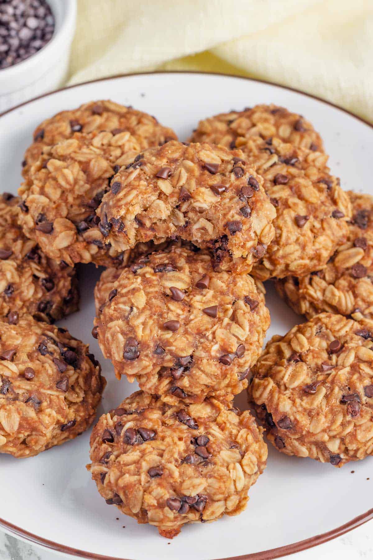 a stack of sugar free oatmeal cookies on a plate