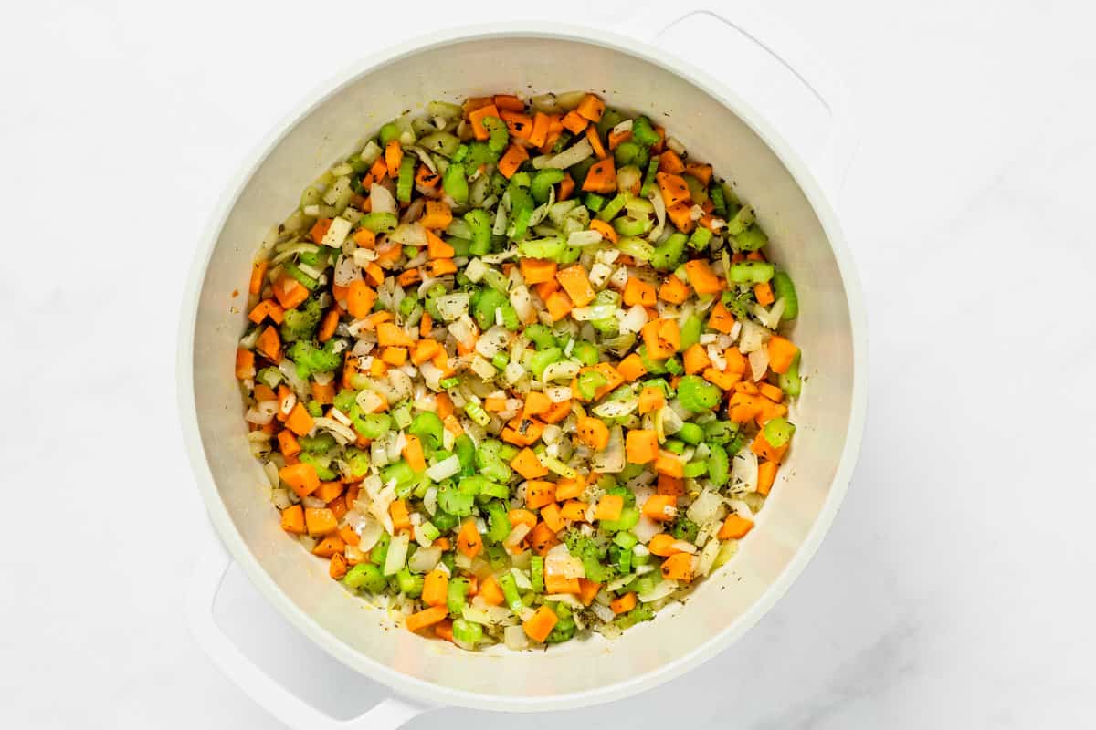 vegetables cooking in pot