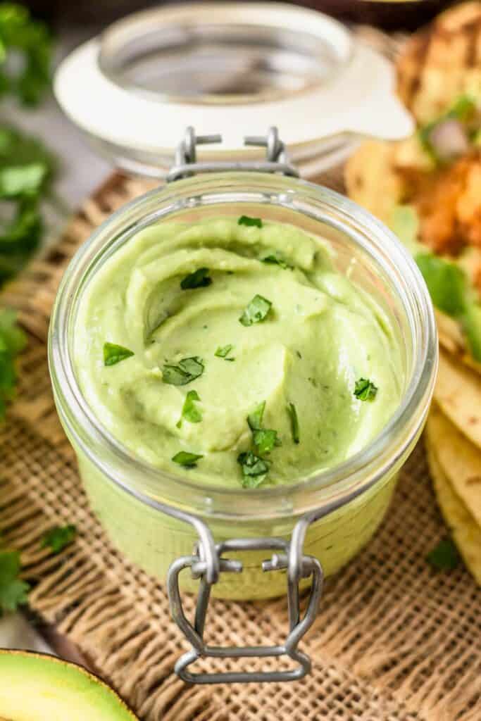 avocado dip in jar