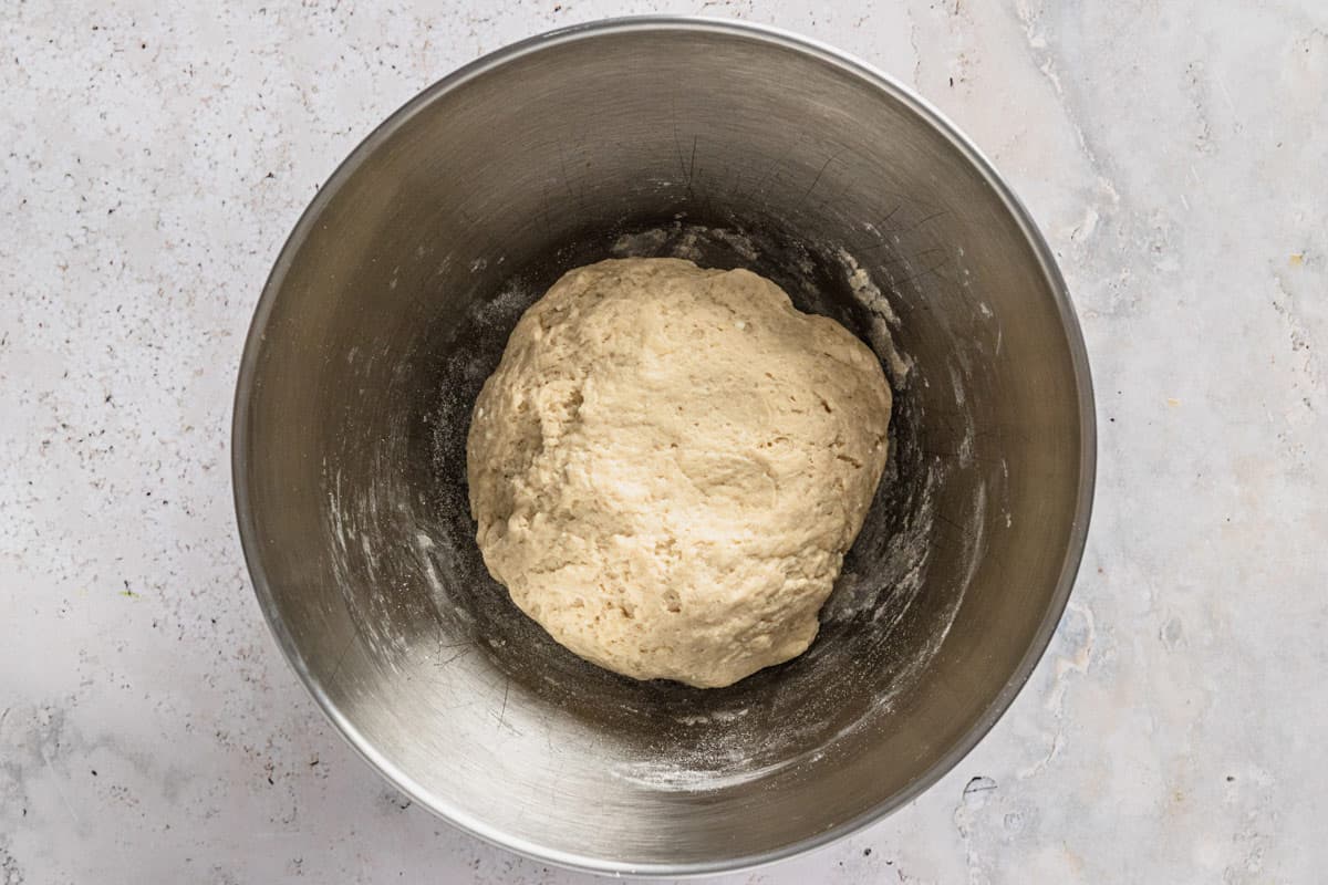 kneading the cottage cheese cookie dough into a ball