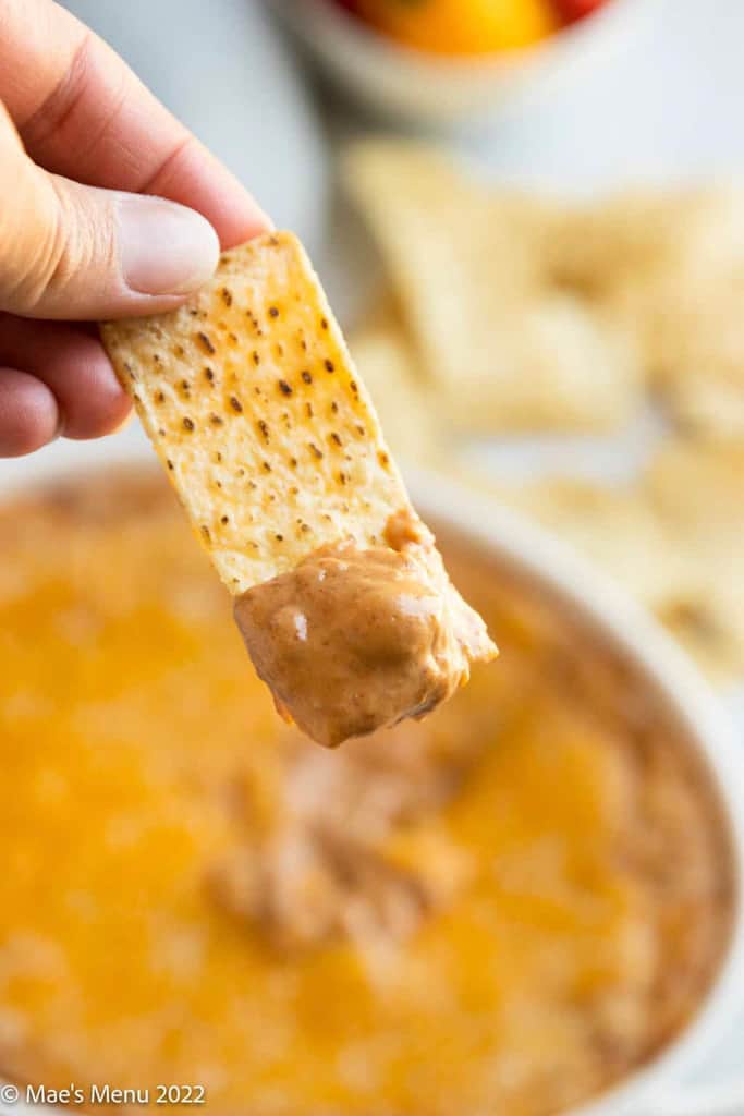 refried bean dip and nachos