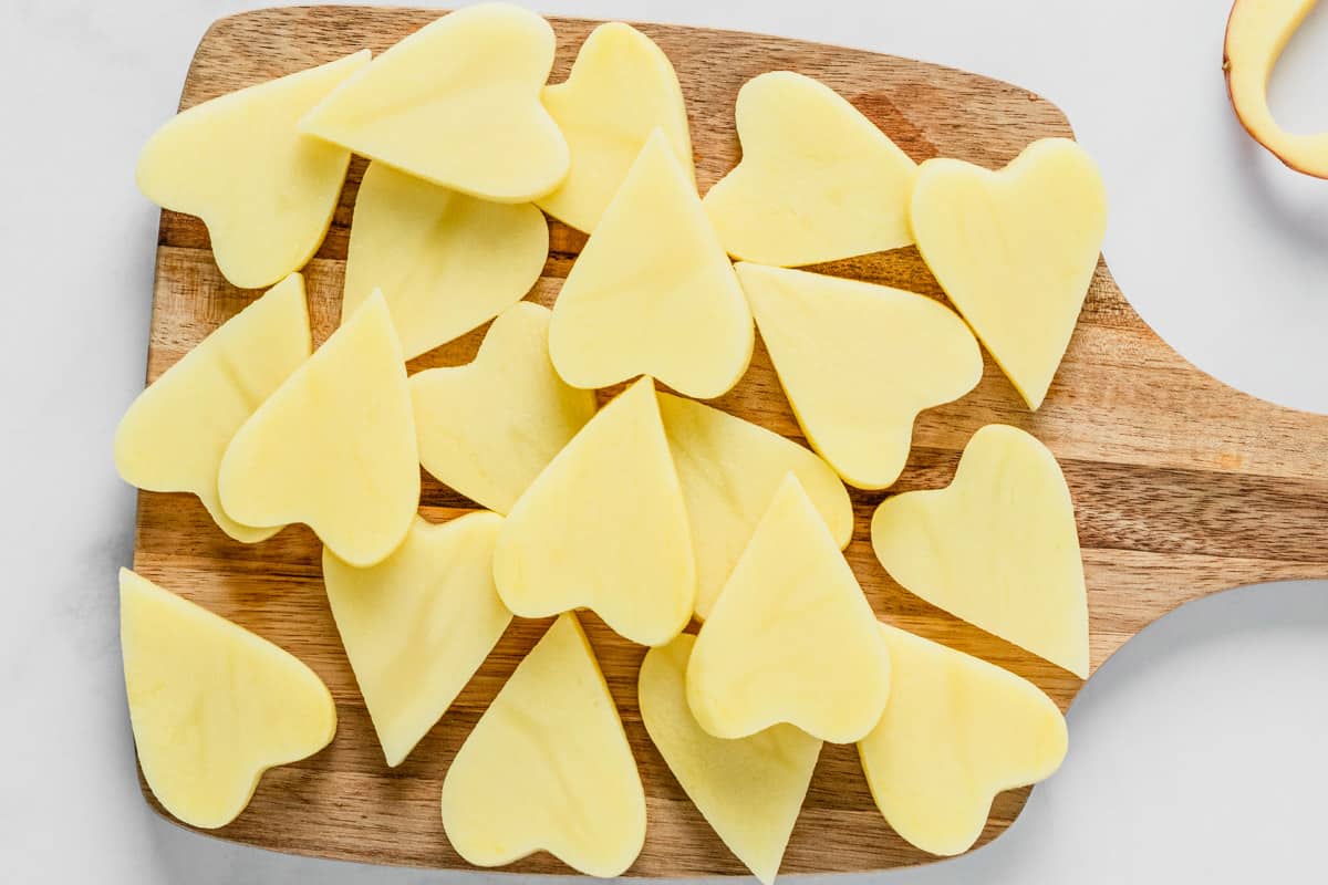 heart shaped raw potato slices