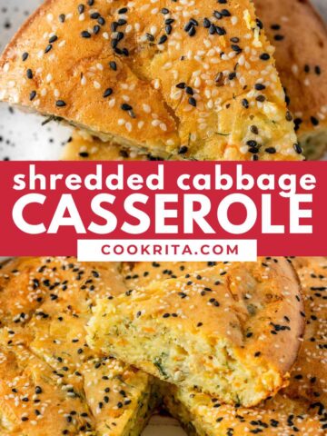 cabbage casserole with sesame seeds