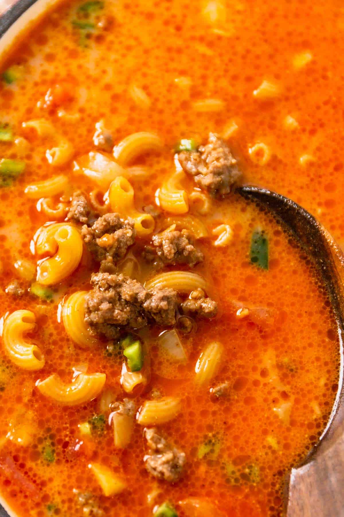 ground beef taco pasta in skillet