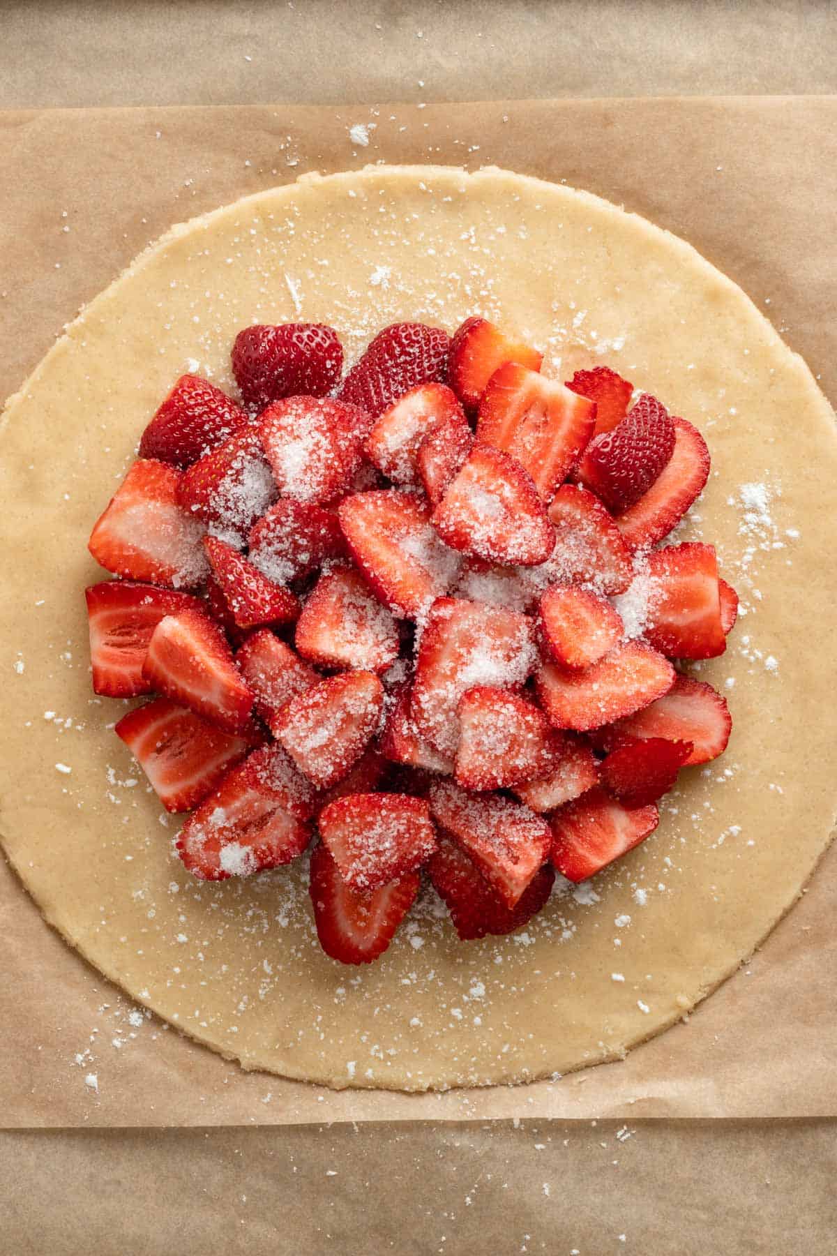 strawberries sprinkled with sugar