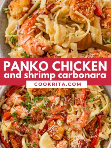 one pot chicken and shrimp carbonara