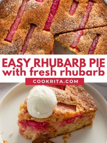 rhubarb pie with ice cream