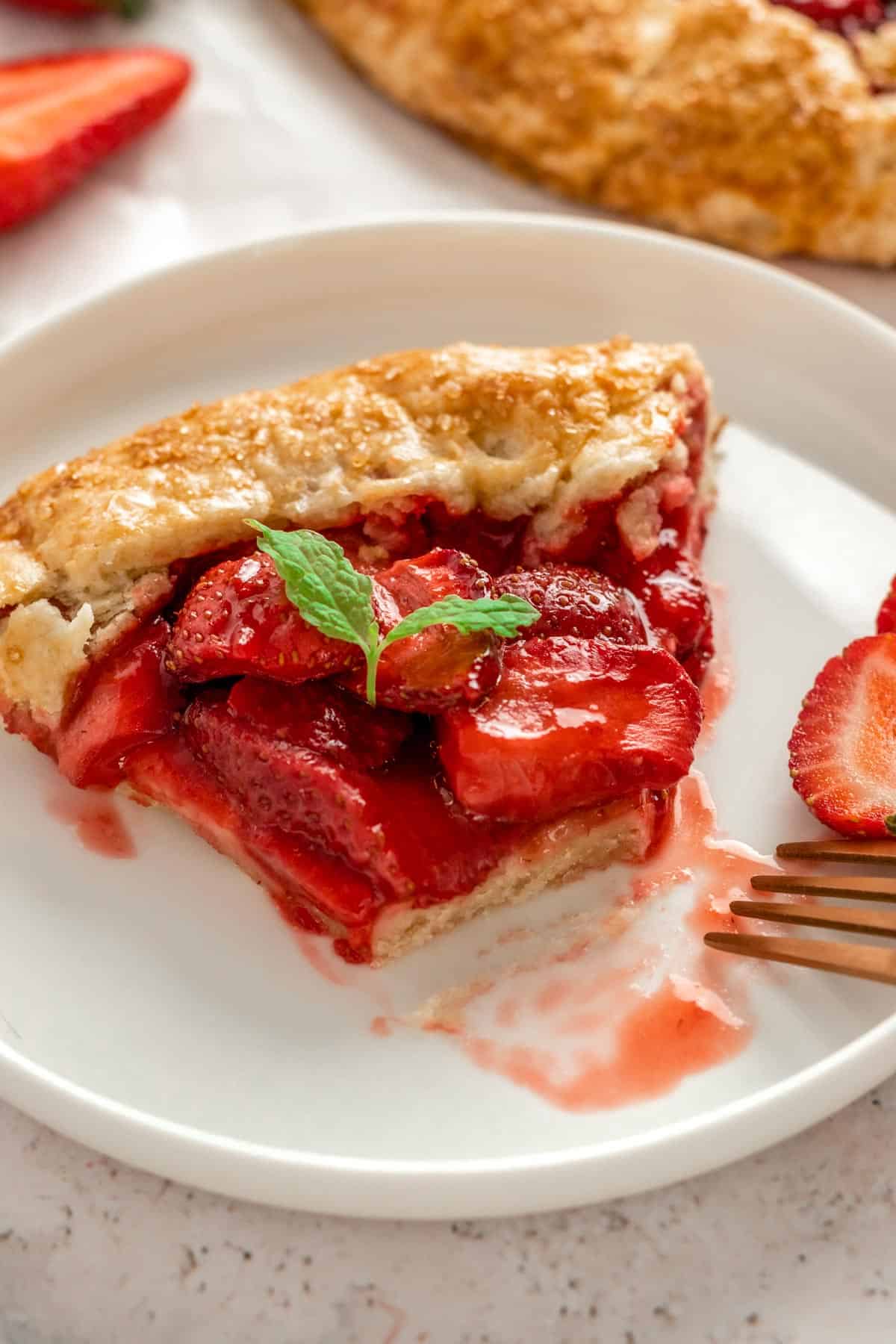 strawberry rhubarb galette slice