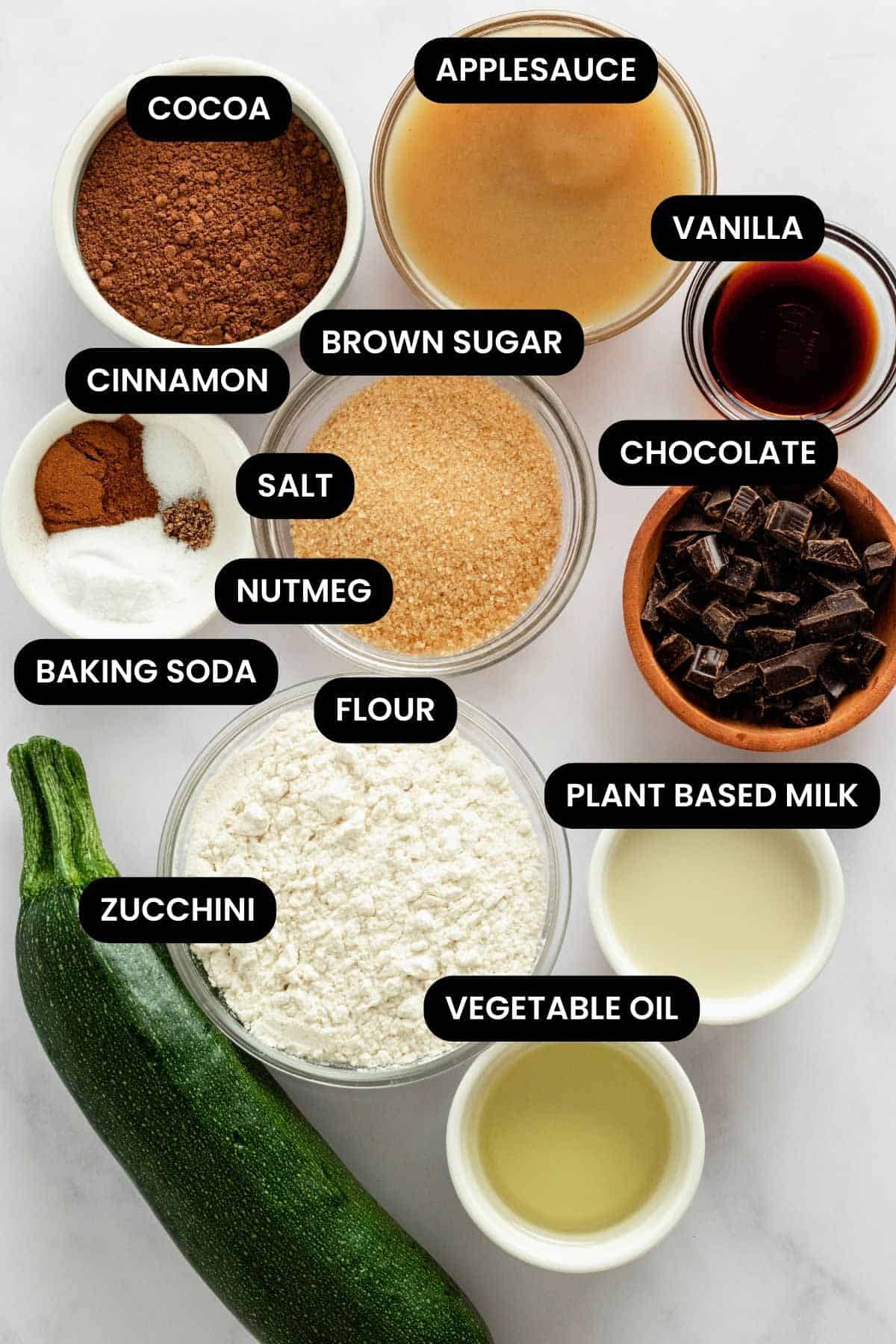 eggless zucchini chocolate bread ingredients