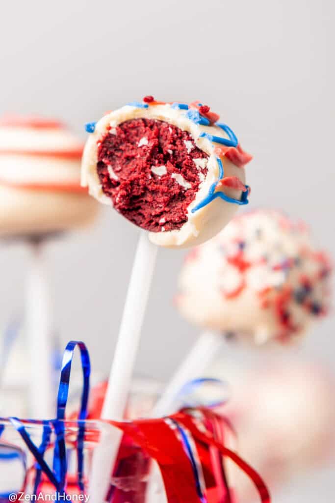 colorful pops with red velvet cake filling.
