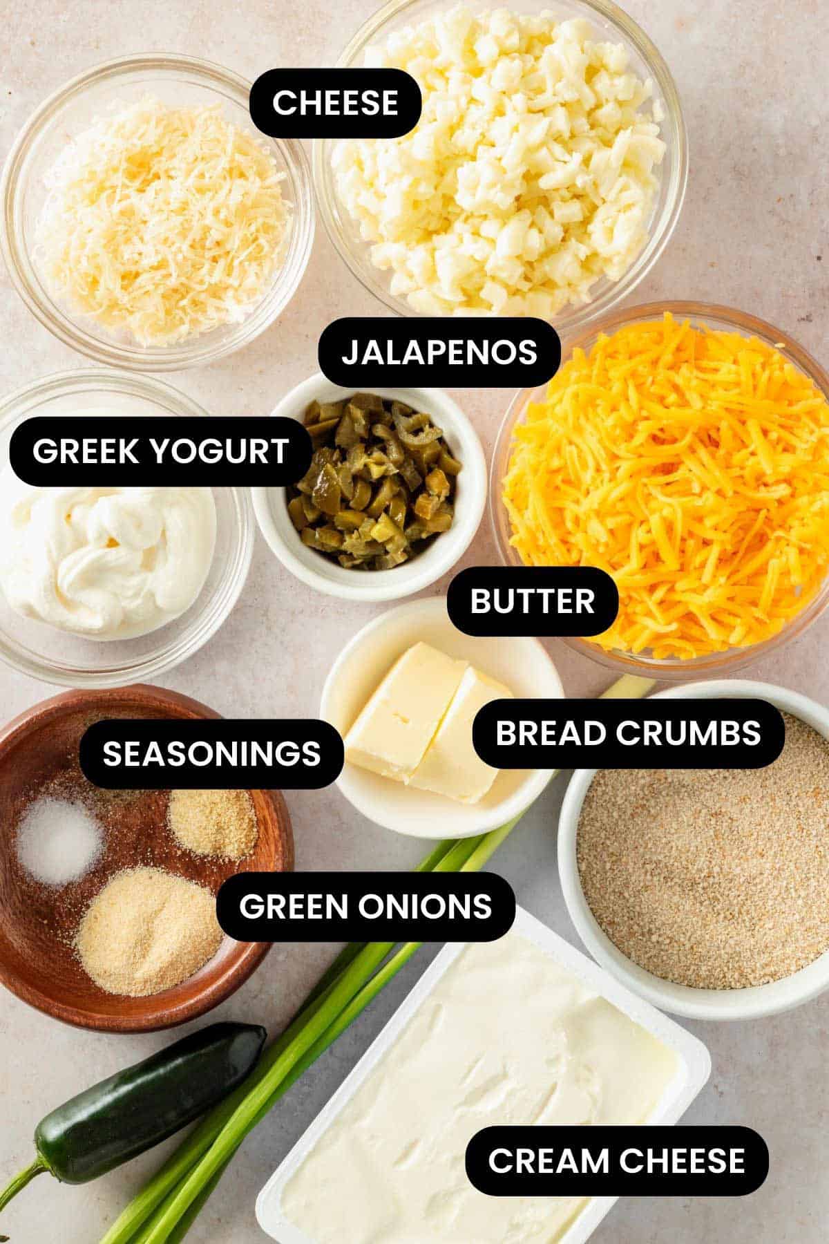 ingredients for jalapeno dip.