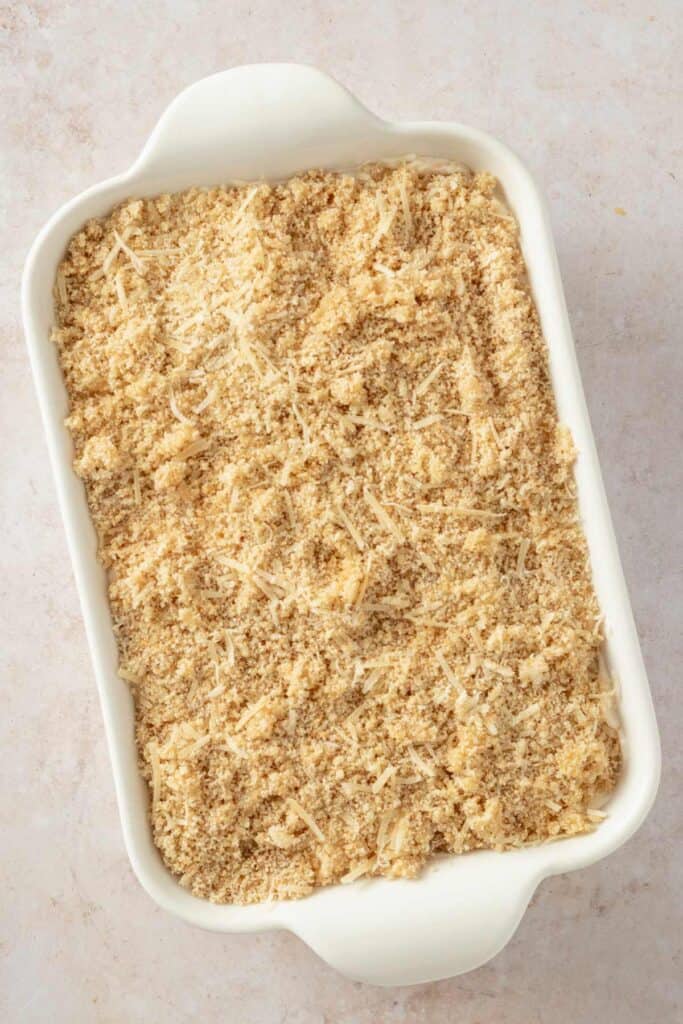 bread crumbs added on top of cream cheese dip.