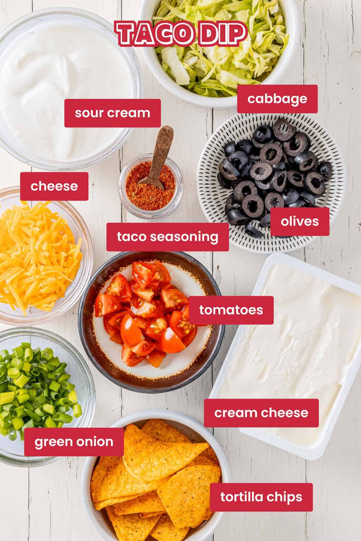 ingredients for creamy dip.