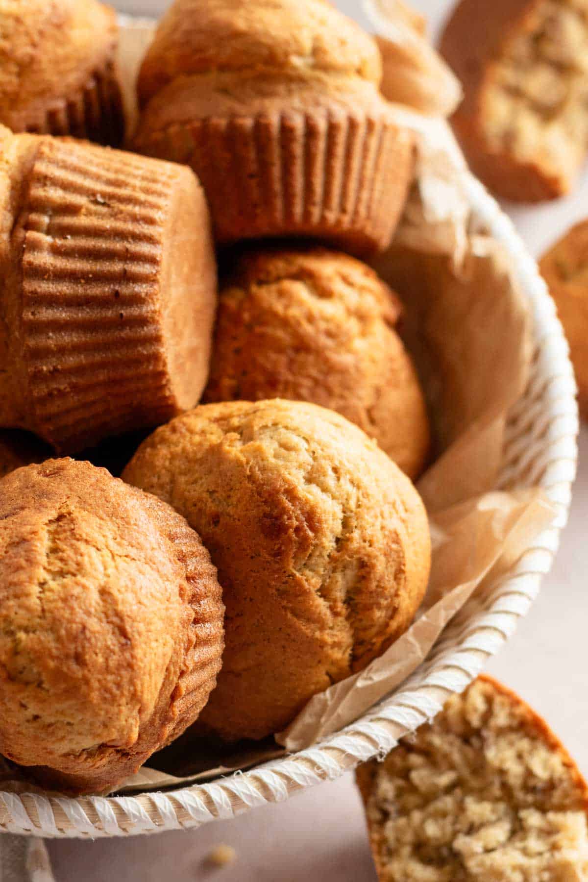 air fryer muffins in a basket.