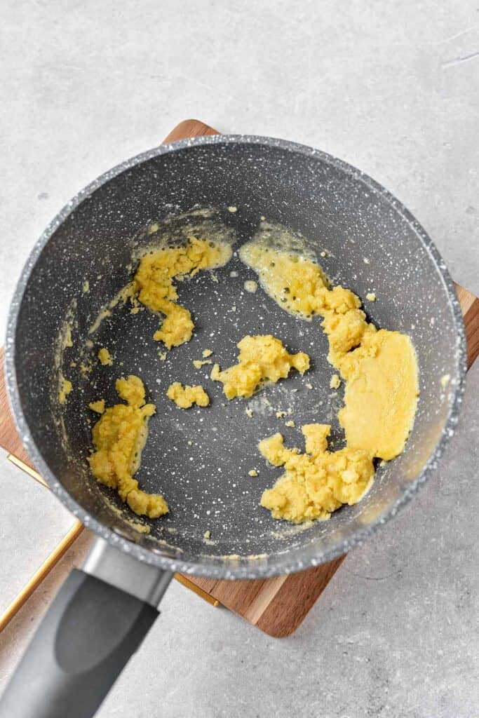 making roux in a pot.