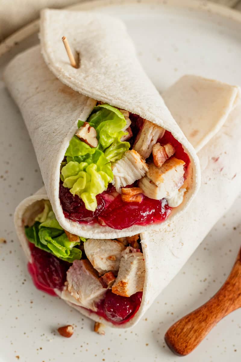 leftover turkey wraps with cranberry.