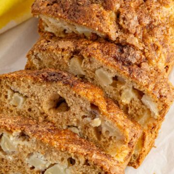 apple bread with cinnamon and fresh apples.
