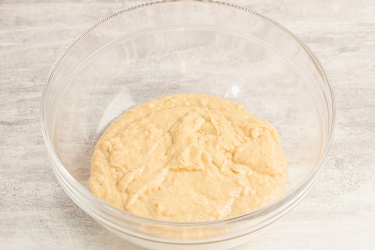 oat flour added to apple bread batter.