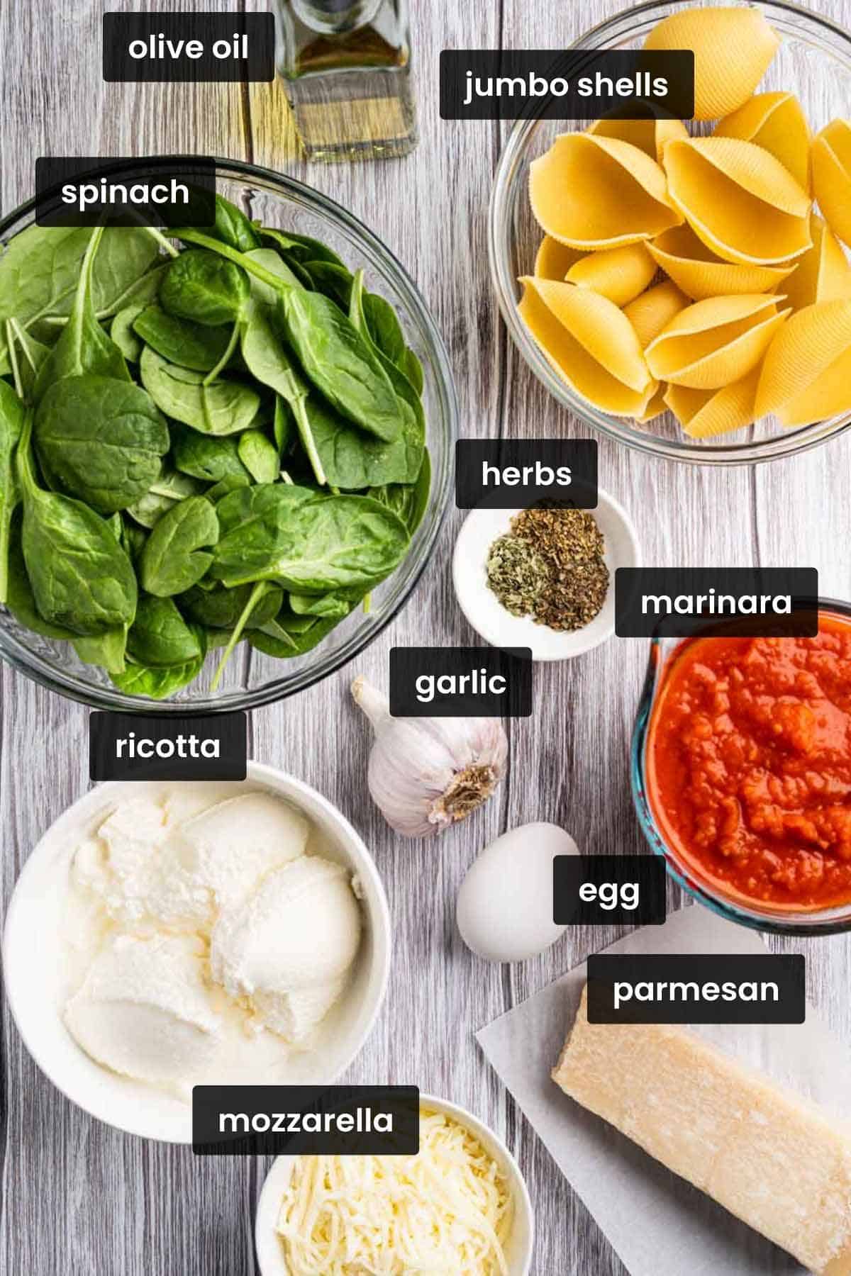 ingredients for stuffed shells.