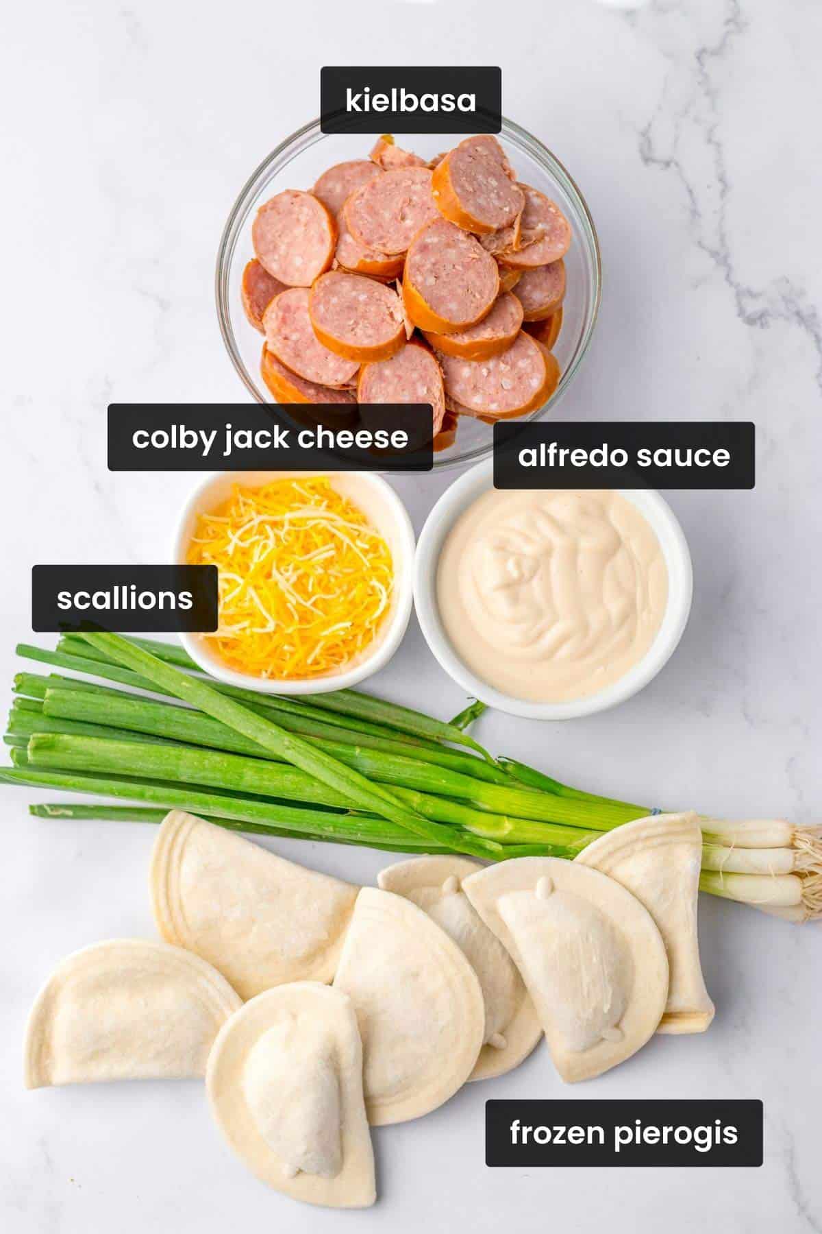 ingredients for pierogi casserole.