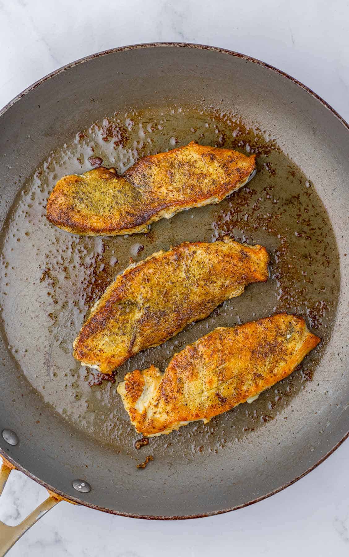 seared chicken breasts.