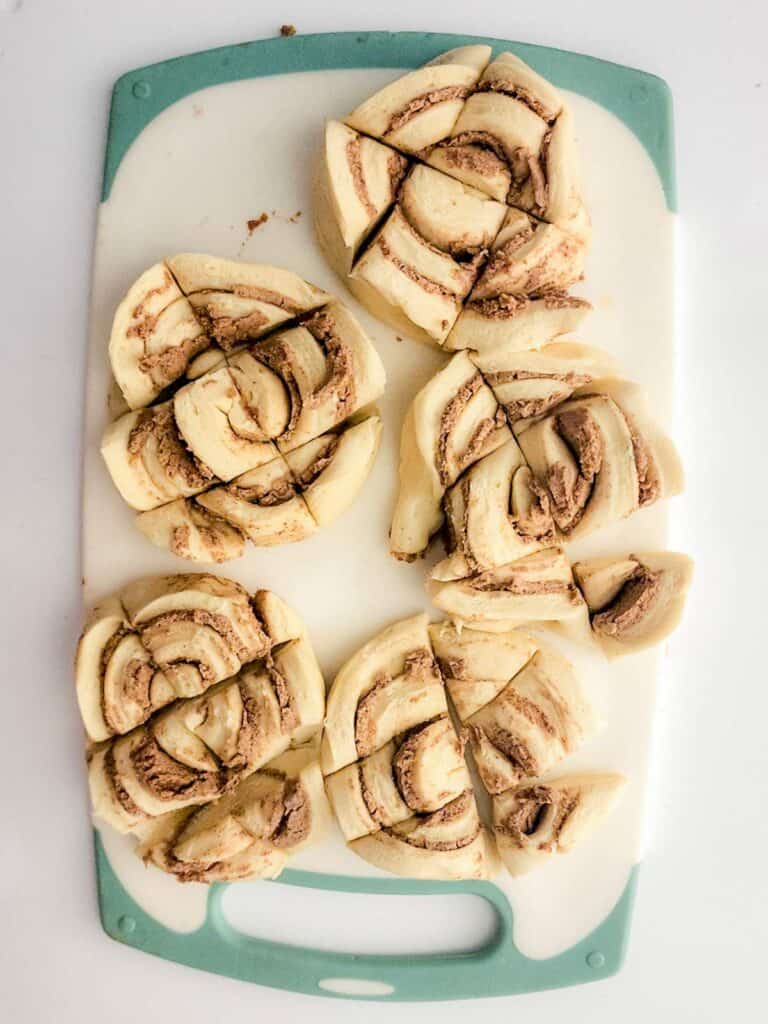 sliced refrigerated cinnamon rolls.