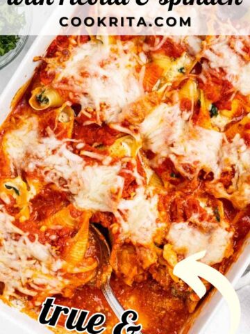 stuffed shells with ricotta and spinach.