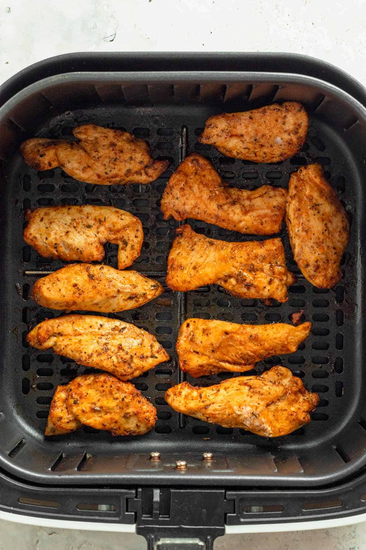 cooked chicken tenders in air fryer.