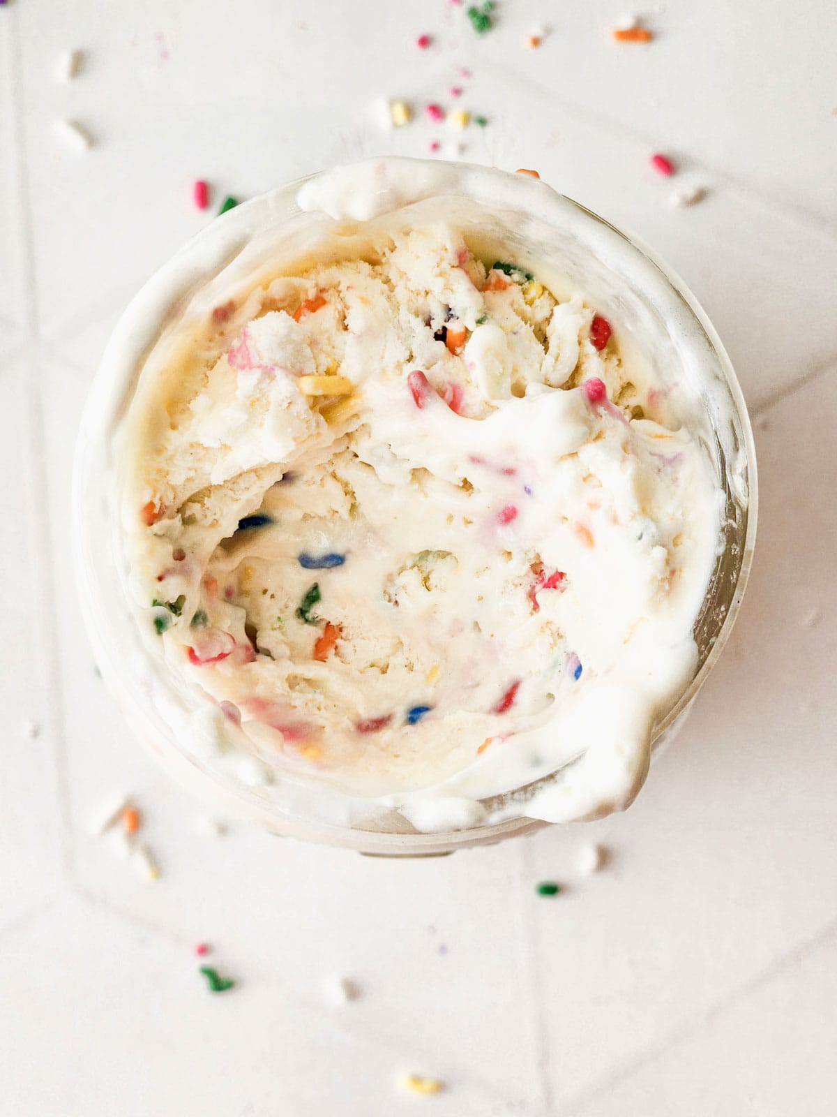 birthday cake ice cream with sprinkles.