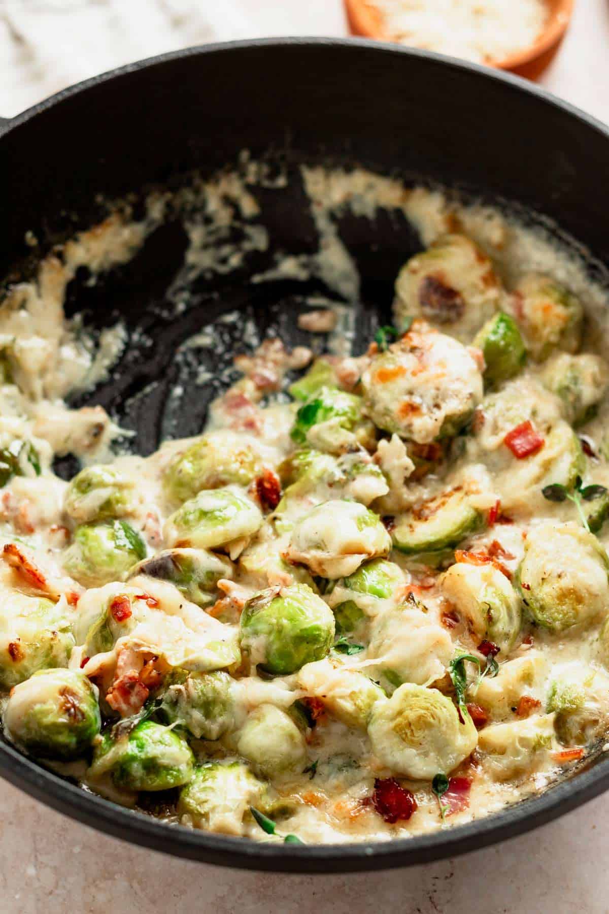 creamy brussel sprouts skillet.