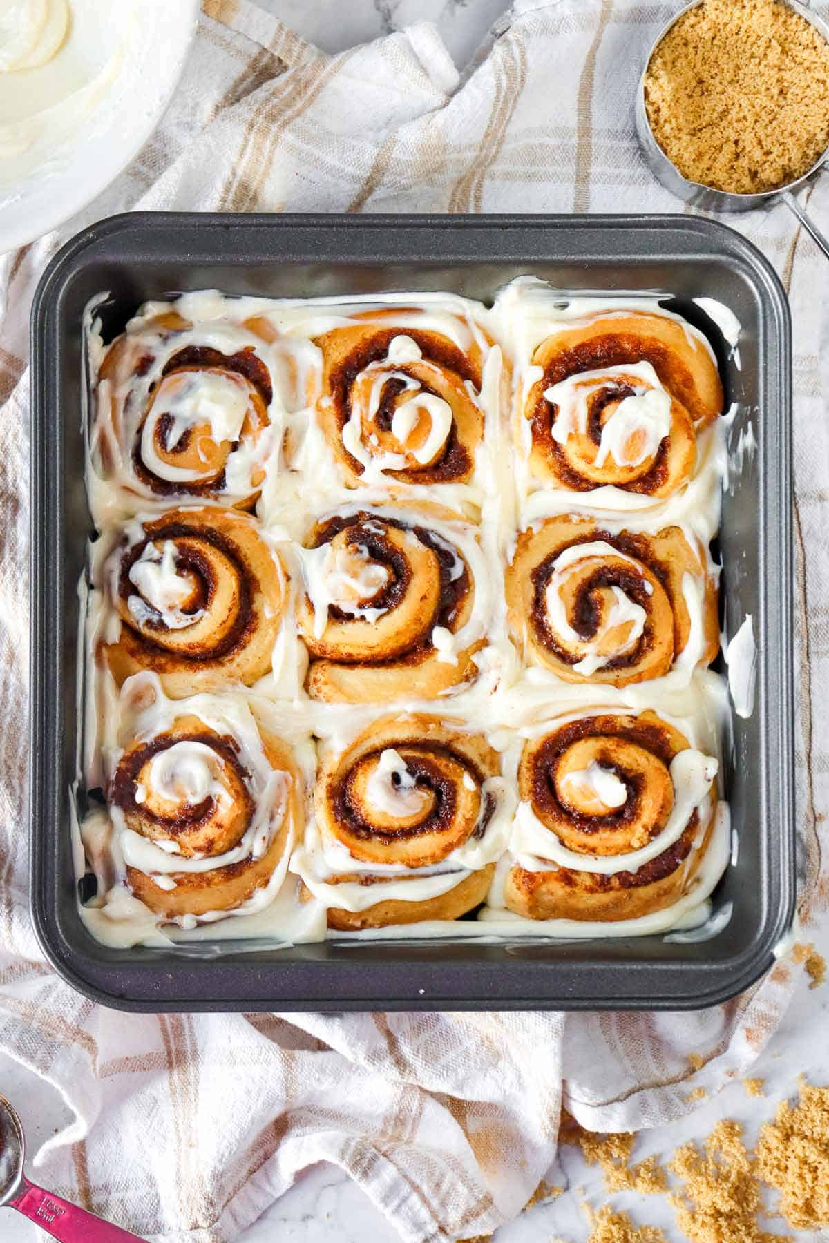 cinnamon rolls with cream cheese frosting.